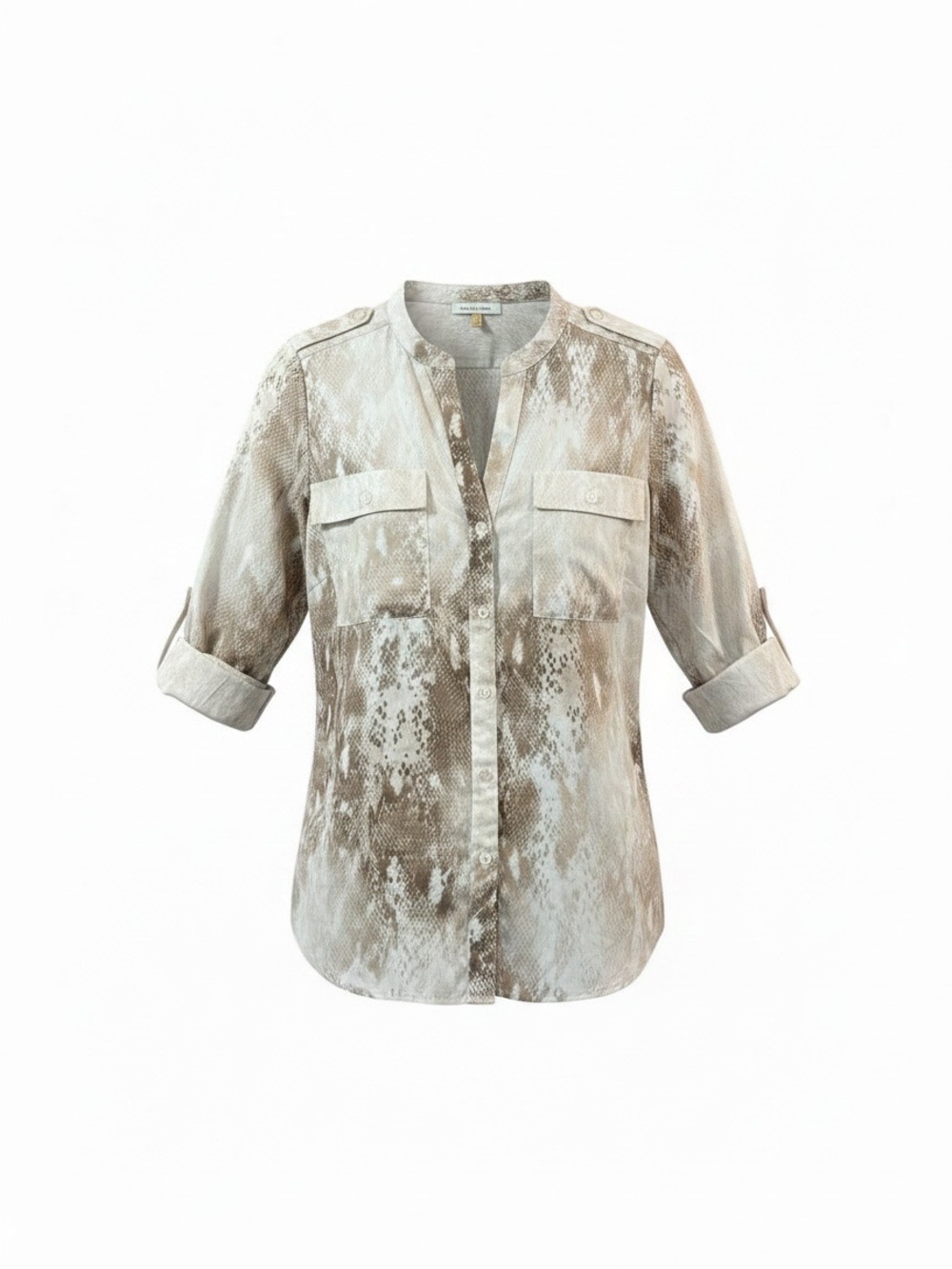 Calvin Klein Brown Tan Cream Button Down Blouse Size Medium